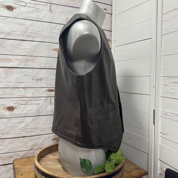 48 Coronado Concealed Carry Snap BROWN Leather Vest Motorcycle Biker Conceal - Picture 3 of 11